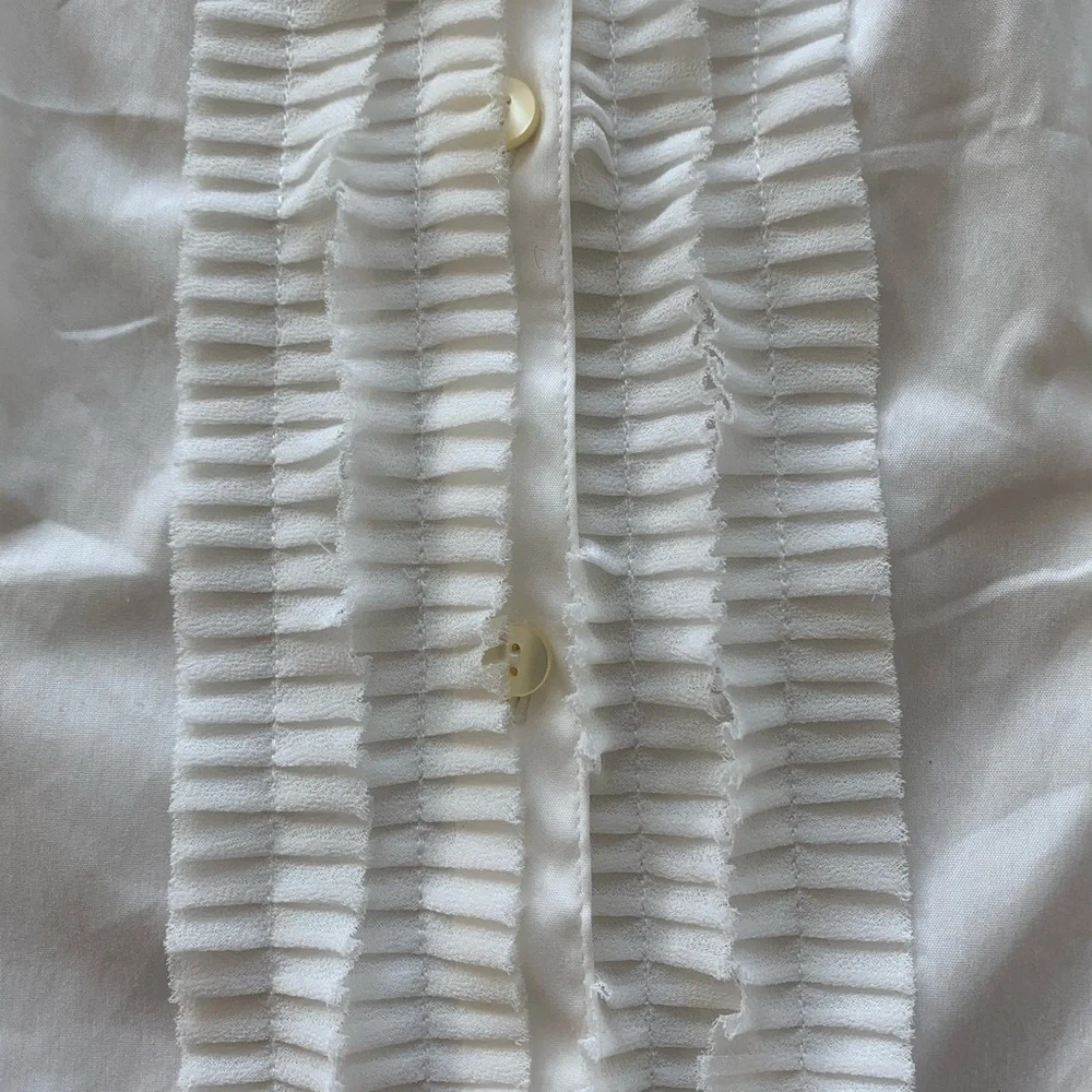 Ann Taylor Sleeveless Pleated Button Down White - Picture 3 of 8